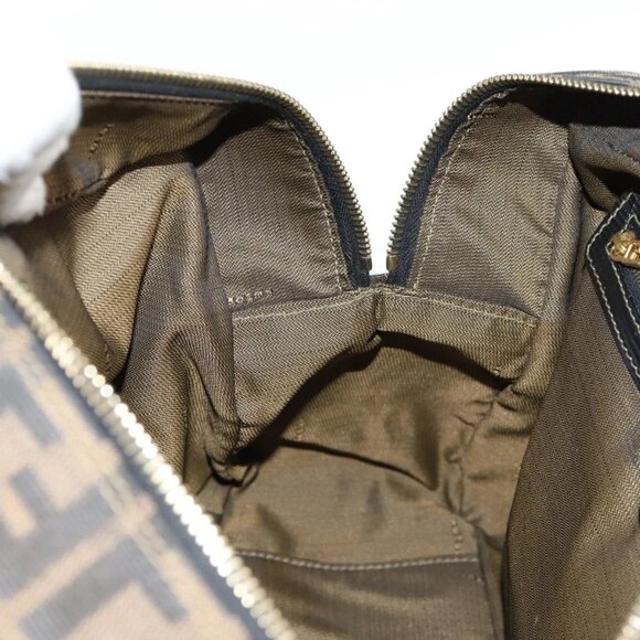 FENDI Zucca Canvas Hand Bag Black Brown gold Auth BA4615 - Picture 12 of 16